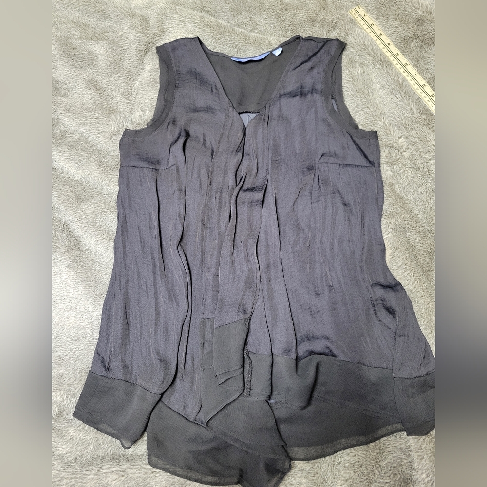 Simply Vera Vera Wang Dark Gray Textured Blouse